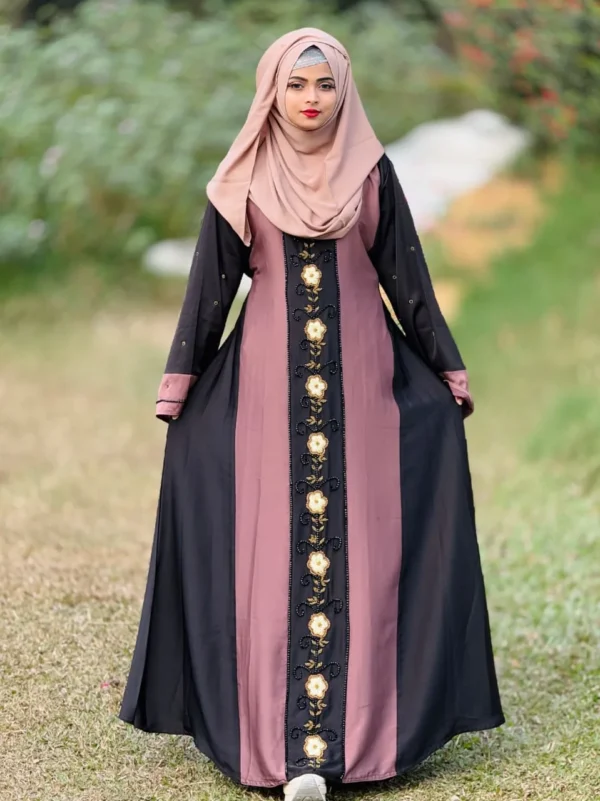 Flower Embroidery Burka with Hijab