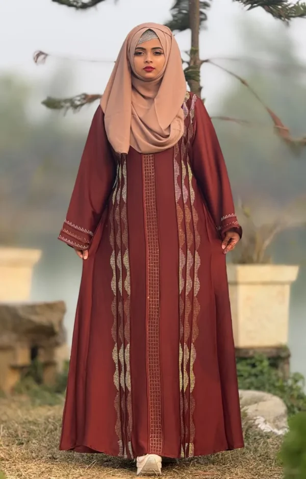 Flower Embroidery Burka with Hijab