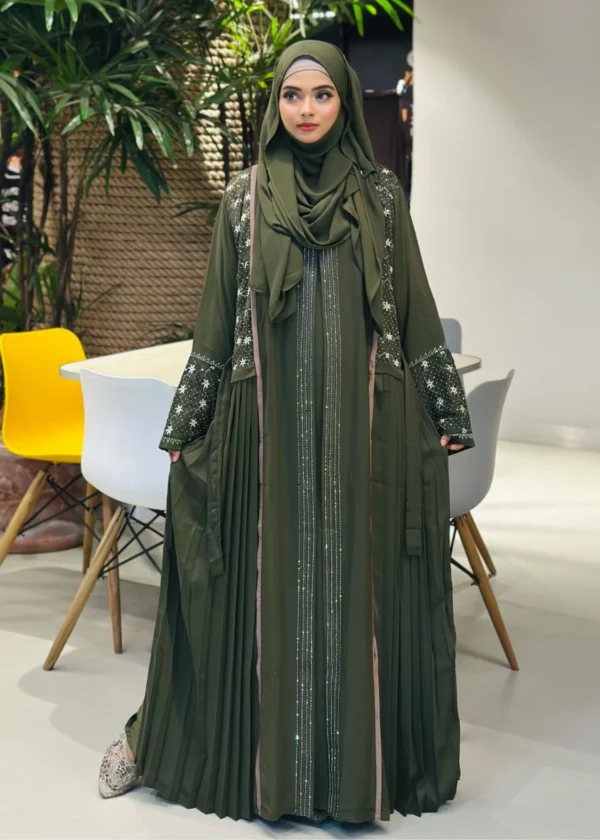 Tarakuchi Attached Koti Burka with Hijab - Image 2