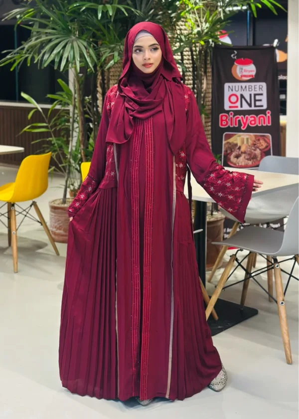 Tarakuchi Attached Koti Burka with Hijab - Image 4